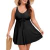image:imageArolina Plus Size Swimdress for Women High Waisted Tummy Control Tankini Bathing Suits Two Piece Swimsuits with BoyshortsBlack