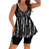 image:imageArolina Plus Size Swimsuit for Women Two Piece Modest Tankini Full Coverage Tummy Control Bathing Suits with ShortsBlack Stripes
