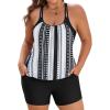 image:imageArolina Tankini Swimsuits for Women Modest Two Piece Blouson Bathing Suit Tank Top with Boy Shorts Pockets S24WBlack White