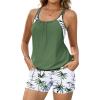 image:imageArolina Tankini Swimsuits for Women Modest Two Piece Blouson Bathing Suit Tank Top with Boy Shorts Pockets S24WMilitary Green