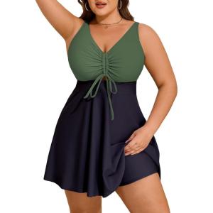 image:imageArolina Plus Size Swimdress for Women High Waisted Tummy Control Tankini Bathing Suits Two Piece Swimsuits with BoyshortsFlower26