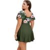 image:imageArolina Womens Plus Size Tankini Swimsuits Swim Dress Mesh Bathing Suits Two Piece Ruffle V Neck Swimwear with Swim ShortsArmy Green Flowers