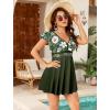image:imageArolina Womens Plus Size Tankini Swimsuits Swim Dress Mesh Bathing Suits Two Piece Ruffle V Neck Swimwear with Swim ShortsArmy Green Flowers
