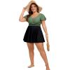 image:imageArolina Womens Plus Size Tankini Swimsuits Swim Dress Mesh Bathing Suits Two Piece Ruffle V Neck Swimwear with Swim ShortsArmy Green and Black