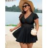 image:imageArolina Womens Plus Size Tankini Swimsuits Swim Dress Mesh Bathing Suits Two Piece Ruffle V Neck Swimwear with Swim ShortsBlack