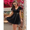 image:imageArolina Womens Plus Size Tankini Swimsuits Swim Dress Mesh Bathing Suits Two Piece Ruffle V Neck Swimwear with Swim ShortsBlack