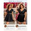 image:imageArolina Womens Plus Size Tankini Swimsuits Swim Dress Mesh Bathing Suits Two Piece Ruffle V Neck Swimwear with Swim ShortsBlack