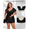 image:imageArolina Womens Plus Size Tankini Swimsuits Swim Dress Mesh Bathing Suits Two Piece Ruffle V Neck Swimwear with Swim ShortsBlack