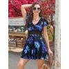 image:imageArolina Womens Plus Size Tankini Swimsuits Swim Dress Mesh Bathing Suits Two Piece Ruffle V Neck Swimwear with Swim ShortsBlack Blue Flowers