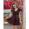 image:imageArolina Womens Plus Size Tankini Swimsuits Swim Dress Mesh Bathing Suits Two Piece Ruffle V Neck Swimwear with Swim ShortsBlack Cherry
