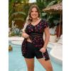 image:imageArolina Womens Plus Size Tankini Swimsuits Swim Dress Mesh Bathing Suits Two Piece Ruffle V Neck Swimwear with Swim ShortsBlack Cherry