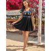 image:imageArolina Womens Plus Size Tankini Swimsuits Swim Dress Mesh Bathing Suits Two Piece Ruffle V Neck Swimwear with Swim ShortsBlack Flowers