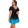 image:imageArolina Womens Plus Size Tankini Swimsuits Swim Dress Mesh Bathing Suits Two Piece Ruffle V Neck Swimwear with Swim ShortsBlack Lake Blue