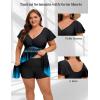 image:imageArolina Womens Plus Size Tankini Swimsuits Swim Dress Mesh Bathing Suits Two Piece Ruffle V Neck Swimwear with Swim ShortsBlack Lake Blue