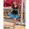 image:imageArolina Womens Plus Size Tankini Swimsuits Swim Dress Mesh Bathing Suits Two Piece Ruffle V Neck Swimwear with Swim ShortsBlack Lake Blue