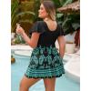 image:imageArolina Womens Plus Size Tankini Swimsuits Swim Dress Mesh Bathing Suits Two Piece Ruffle V Neck Swimwear with Swim ShortsBlack Paisley
