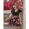 image:imageArolina Womens Plus Size Tankini Swimsuits Swim Dress Mesh Bathing Suits Two Piece Ruffle V Neck Swimwear with Swim ShortsBlack Red Flowers