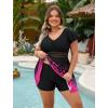 image:imageArolina Womens Plus Size Tankini Swimsuits Swim Dress Mesh Bathing Suits Two Piece Ruffle V Neck Swimwear with Swim ShortsBlack Rose Flower