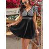 image:imageArolina Womens Plus Size Tankini Swimsuits Swim Dress Mesh Bathing Suits Two Piece Ruffle V Neck Swimwear with Swim ShortsBlack Stripe