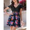 image:imageArolina Womens Plus Size Tankini Swimsuits Swim Dress Mesh Bathing Suits Two Piece Ruffle V Neck Swimwear with Swim ShortsBlack and Floral Print