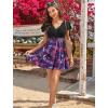 image:imageArolina Womens Plus Size Tankini Swimsuits Swim Dress Mesh Bathing Suits Two Piece Ruffle V Neck Swimwear with Swim ShortsBlack and Purple Flowers