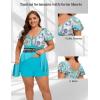 image:imageArolina Womens Plus Size Tankini Swimsuits Swim Dress Mesh Bathing Suits Two Piece Ruffle V Neck Swimwear with Swim ShortsBlue Paisley