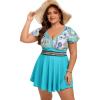 image:imageArolina Womens Plus Size Tankini Swimsuits Swim Dress Mesh Bathing Suits Two Piece Ruffle V Neck Swimwear with Swim ShortsBlue Paisley