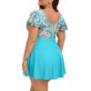 image:imageArolina Womens Plus Size Tankini Swimsuits Swim Dress Mesh Bathing Suits Two Piece Ruffle V Neck Swimwear with Swim ShortsBlue Paisley
