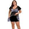 image:imageArolina Womens Plus Size Tankini Swimsuits Swim Dress Mesh Bathing Suits Two Piece Ruffle V Neck Swimwear with Swim ShortsDiamond Gradient