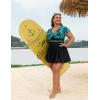 image:imageArolina Womens Plus Size Tankini Swimsuits Swim Dress Mesh Bathing Suits Two Piece Ruffle V Neck Swimwear with Swim ShortsFluorescent Green Leaves