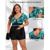 image:imageArolina Womens Plus Size Tankini Swimsuits Swim Dress Mesh Bathing Suits Two Piece Ruffle V Neck Swimwear with Swim ShortsFluorescent Green Leaves