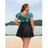 image:imageArolina Womens Plus Size Tankini Swimsuits Swim Dress Mesh Bathing Suits Two Piece Ruffle V Neck Swimwear with Swim ShortsFluorescent Green Leaves