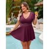 image:imageArolina Womens Plus Size Tankini Swimsuits Swim Dress Mesh Bathing Suits Two Piece Ruffle V Neck Swimwear with Swim ShortsFuchsia