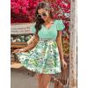 image:imageArolina Womens Plus Size Tankini Swimsuits Swim Dress Mesh Bathing Suits Two Piece Ruffle V Neck Swimwear with Swim ShortsLake Green Flowers