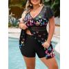 image:imageArolina Womens Plus Size Tankini Swimsuits Swim Dress Mesh Bathing Suits Two Piece Ruffle V Neck Swimwear with Swim ShortsMulticolor Butterfly