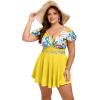 image:imageArolina Womens Plus Size Tankini Swimsuits Swim Dress Mesh Bathing Suits Two Piece Ruffle V Neck Swimwear with Swim ShortsYellow