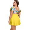 image:imageArolina Womens Plus Size Tankini Swimsuits Swim Dress Mesh Bathing Suits Two Piece Ruffle V Neck Swimwear with Swim ShortsYellow