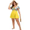 image:imageArolina Womens Plus Size Tankini Swimsuits Swim Dress Mesh Bathing Suits Two Piece Ruffle V Neck Swimwear with Swim ShortsYellow