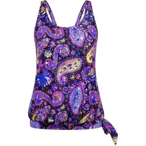 image:imageArolina Tankini Tops for Women Modest Swim Tops Only Bathing Suit with Side Straps No Bottom S22WPurple Paisley Print