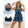 image:imageArolina Womens Plus Size Swim Romper One Piece Swimsuits Modest Bathing Suit with Pockets S24WBlue Leaves