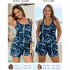 image:imageArolina Womens Plus Size Swim Romper One Piece Swimsuits Modest Bathing Suit with Pockets S24WBlue Leaves