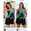 image:imageArolina Womens Plus Size Swim Romper One Piece Swimsuits Modest Bathing Suit with Pockets S24WBlue Oblique Stripes