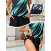 image:imageArolina Womens Plus Size Swim Romper One Piece Swimsuits Modest Bathing Suit with Pockets S24WBlue Oblique Stripes