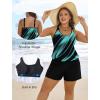 image:imageArolina Womens Plus Size Swim Romper One Piece Swimsuits Modest Bathing Suit with Pockets S24WBlue Oblique Stripes