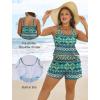 image:imageArolina Womens Plus Size Swim Romper One Piece Swimsuits Modest Bathing Suit with Pockets S24WGreen Geometry