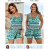 image:imageArolina Womens Plus Size Swim Romper One Piece Swimsuits Modest Bathing Suit with Pockets S24WGreen Geometry