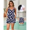 image:imageArolina Womens Plus Size Swim Romper One Piece Swimsuits Modest Bathing Suit with Pockets S24WNavy White Floral