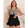 image:imageArolina Womens Plus Size Tankini Swimsuits Two Piece Tummy Control Swim Dress Hide Belly Bathing Suits with BoyshortsBlack White Stripes