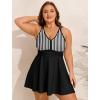 image:imageArolina Womens Plus Size Tankini Swimsuits Two Piece Tummy Control Swim Dress Hide Belly Bathing Suits with BoyshortsBlack White Stripes
