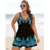 image:imageArolina Womens Plus Size Tankini Swimsuits Two Piece Tummy Control Swim Dress Hide Belly Bathing Suits with BoyshortsBlue Flower